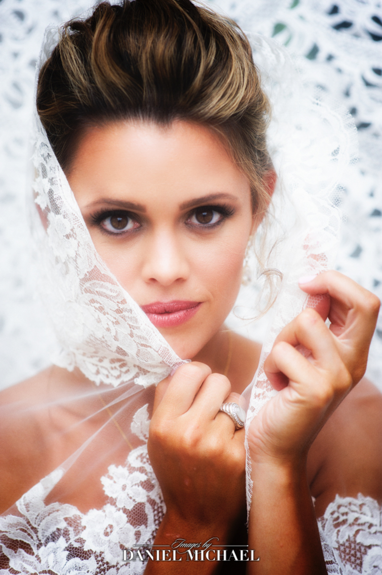 Cincinnati's Top Wedding Photographer capturing dramatic close up of bride